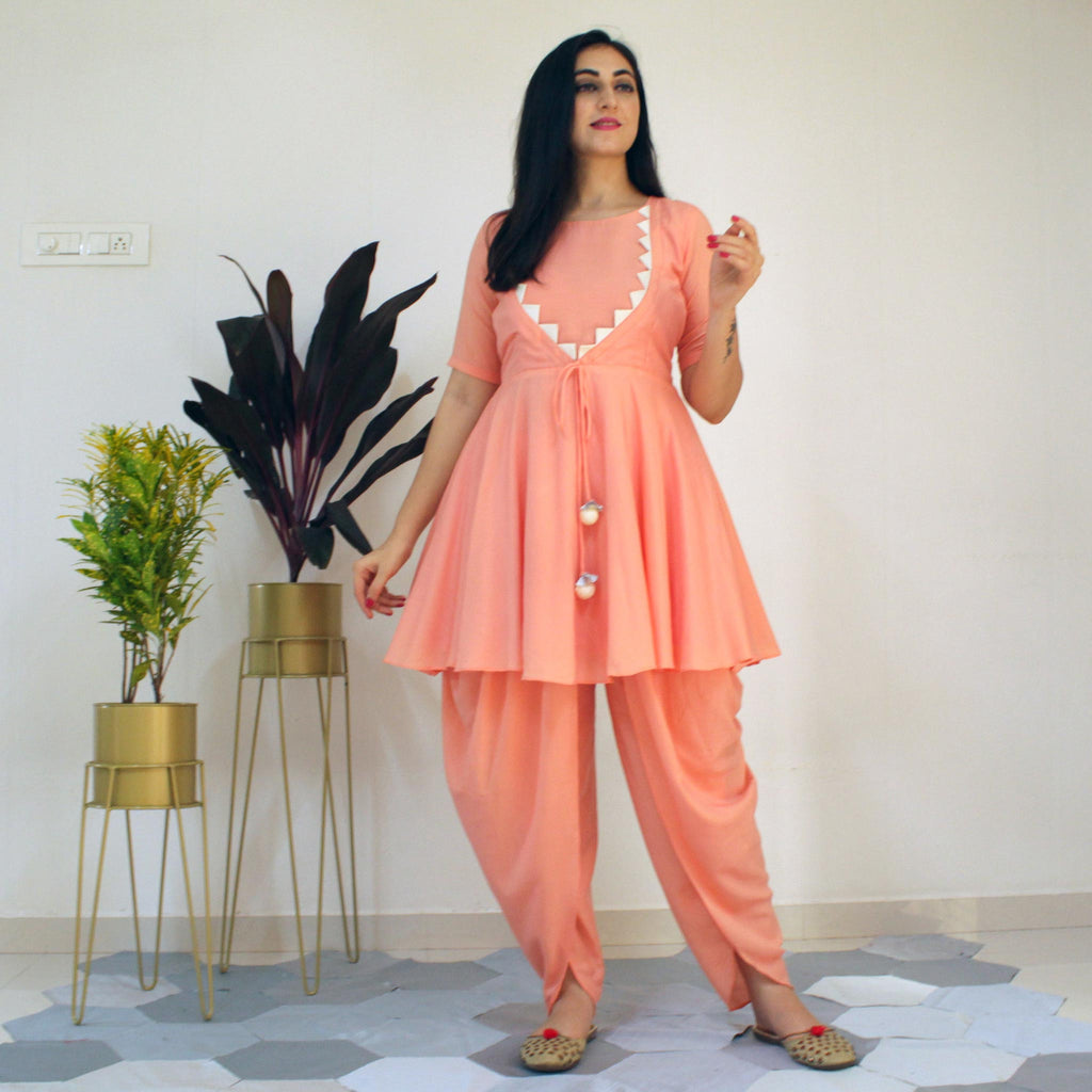 Ready to wear Peach Dhoti Kurta indowestern Dress YouNari