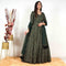 Ready to wear Dark Green Gold Printed Gown