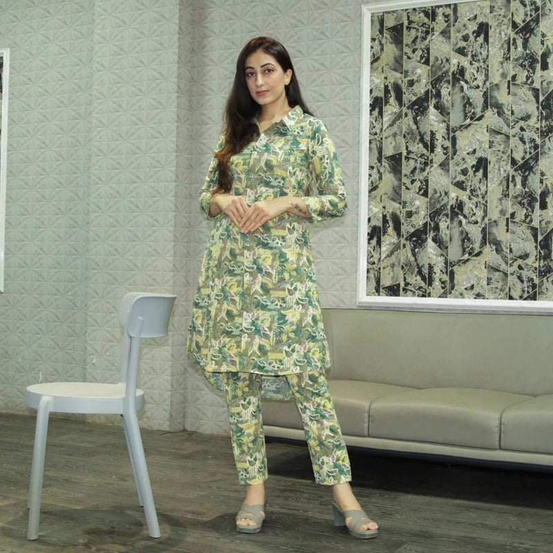 Ready to wear Parrot Green High low Co-ord set